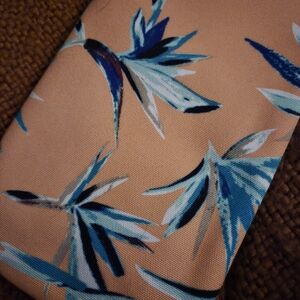 Rachel Pally Tropical Print‎ Cosmetic Pouch Zip Clutch Teal Vegan Leather